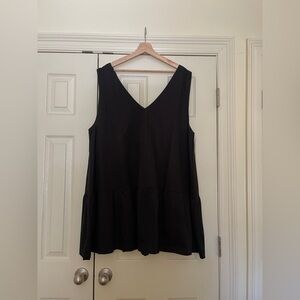 Collusion black denim mini jumper smock dress US 14